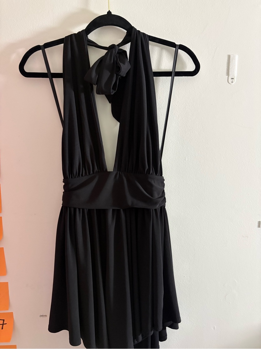 Windsor Black Halter Plunge One-Piece Dress